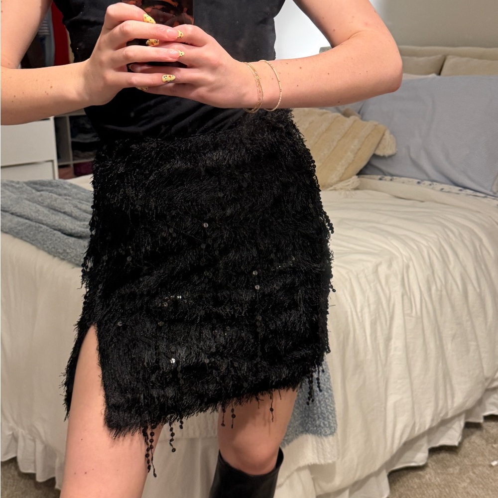 Black, sparkle mini skirt